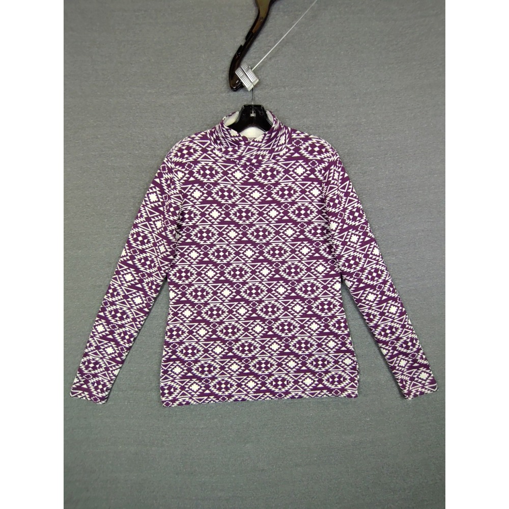 Duluth Womens Shirt M Purple Aztec‎ Coolmax Knit Baselayer Hiking Gorp Camping